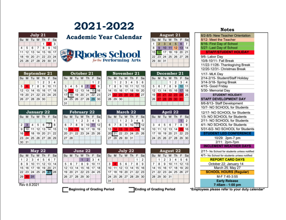 Humble Isd Calendar 2022 District Calendar | Rhodes School For The Performing Arts
