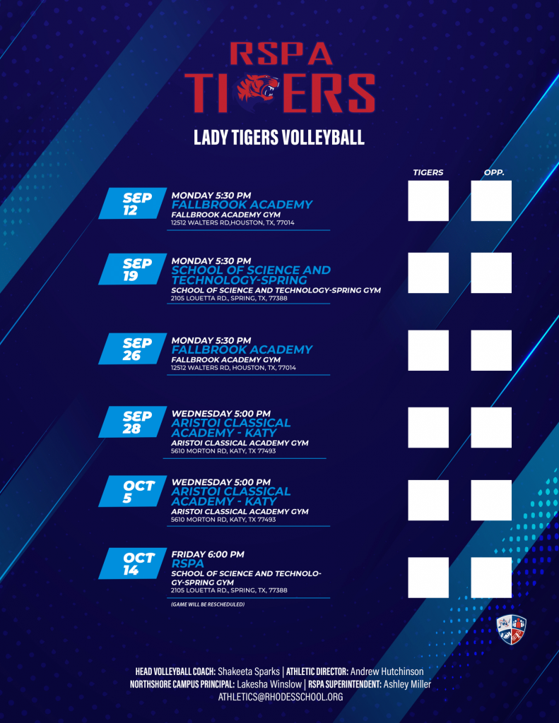 22-23 RSPA Northshore Volleyball Schedule
