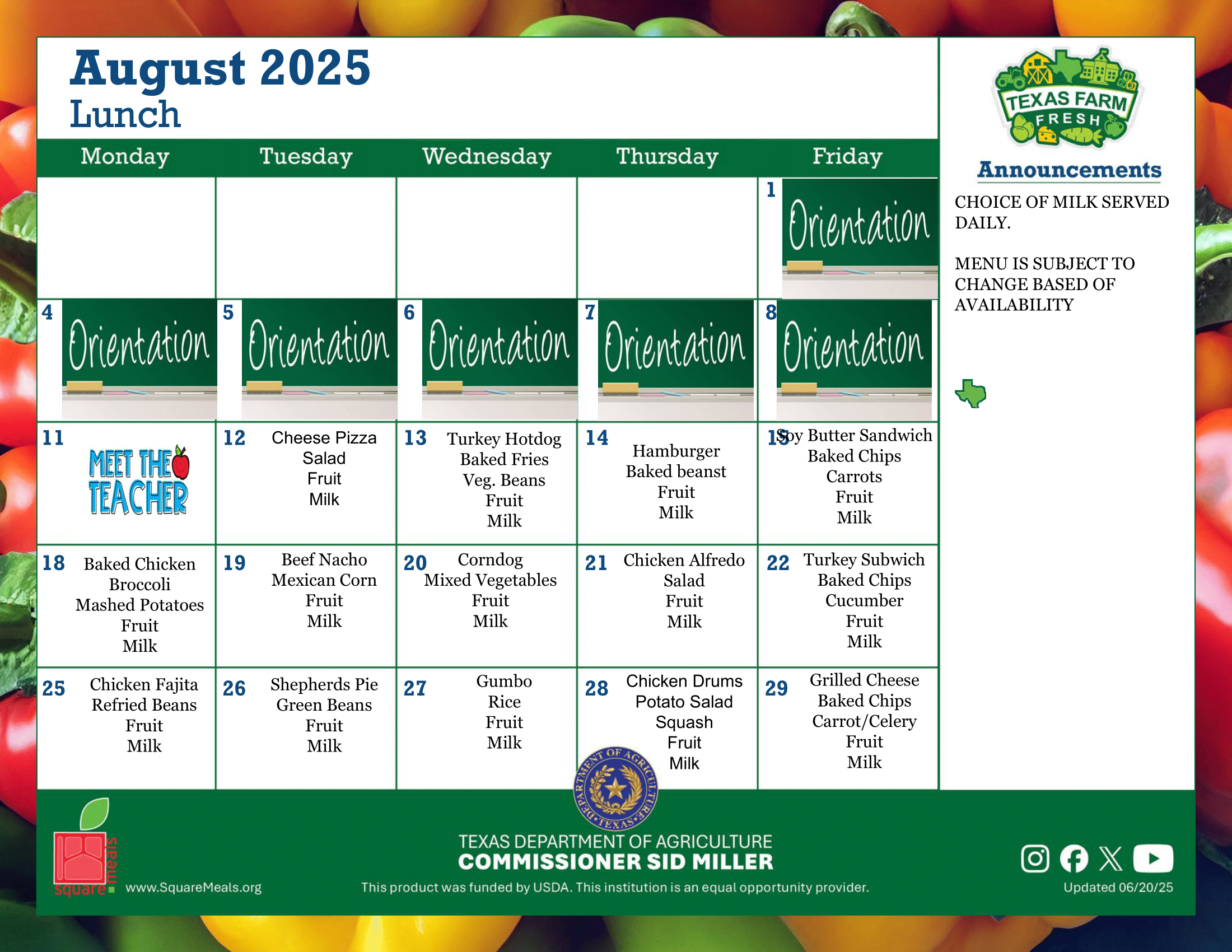 August Lunch Menu 2025-1