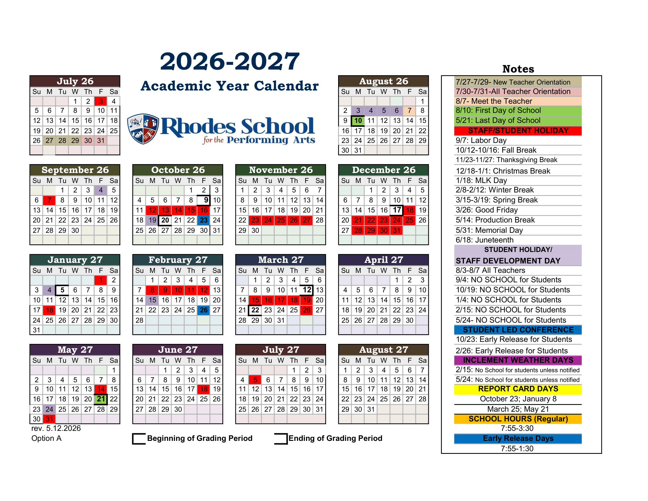 2026-27 Academic Calendar 5.12.2026
